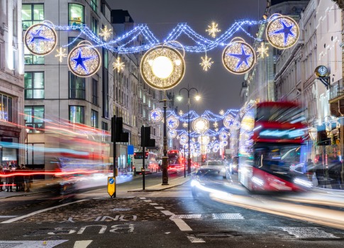 London street at Christmas time